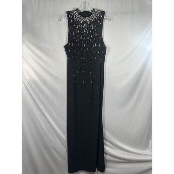 NWT Mac Duggal [ 10 ] 2260 High Neck Sleeveless Beaded Jersey Fitted Gown J1811 - Picture 9 of 15